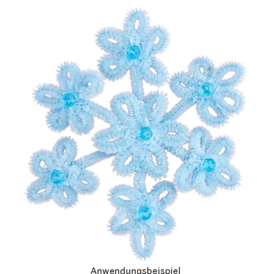 Chenille-Drähte, Blautöne, 30cm lang, Ø 6mm, 5 verschiedene Farben, 100 Stück