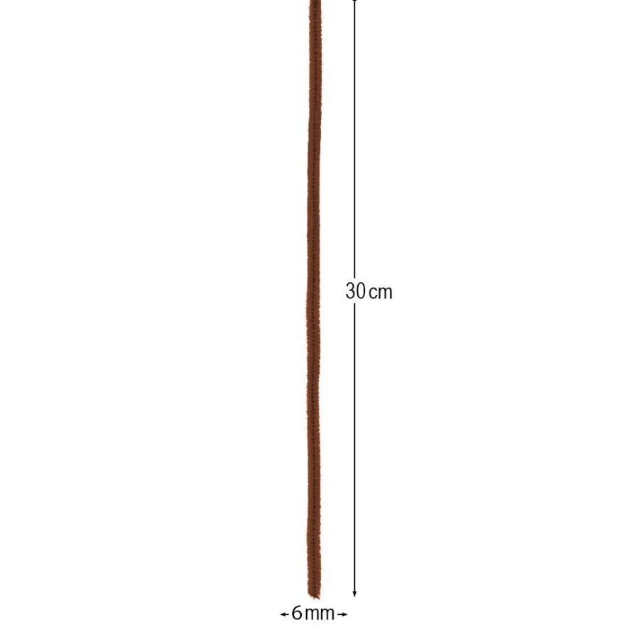 Chenille-Drähte, Edle Farbtöne, 30cm lang, Ø 6mm, 5 verschiedene Farben, 100 Stück