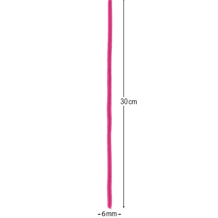 Chenille-Drähte, Rosa-/Pinktöne, 30cm lang, Ø 6mm, 5 verschiedene Farben, 100 Stück