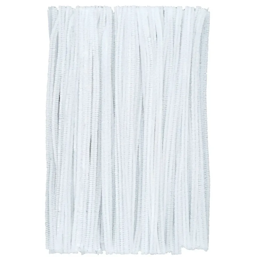 Chenille-Drähte, weiß, 30cm lang, Ø 6mm, 100 Stück