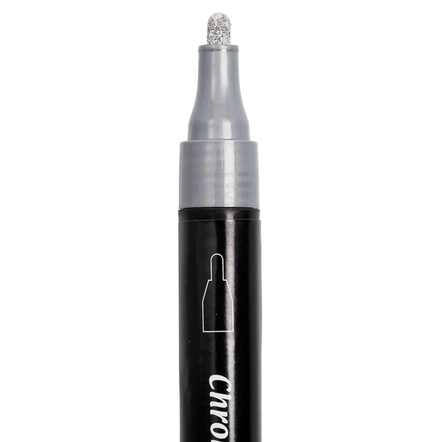 Chrome-Marker, mit zwei verschiedenen Strichstärken, hochpigmentierte Spezialtinte, 2 Stück
