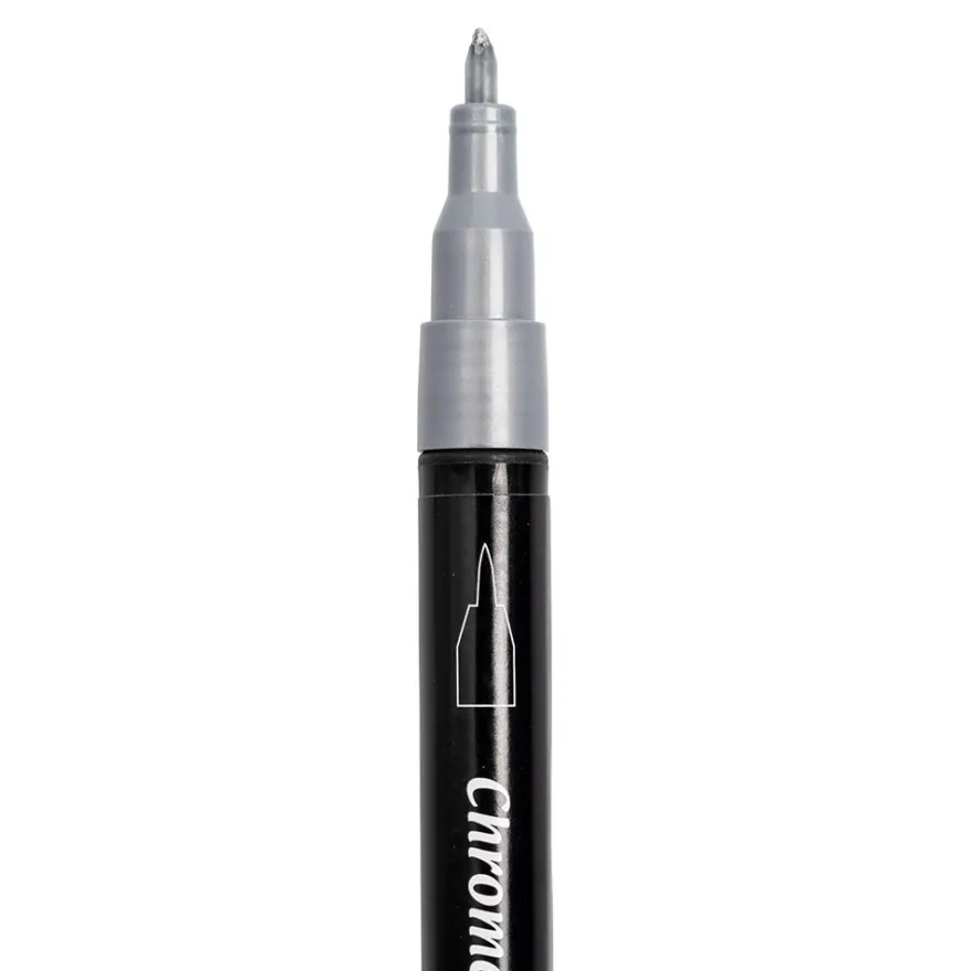 Chrome-Marker, mit zwei verschiedenen Strichstärken, hochpigmentierte Spezialtinte, 2 Stück