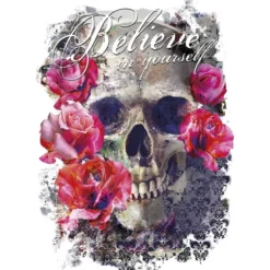 Color Bügeltransfers, 23,5cm x 34cm, filigran ohne Hintergund, Skull 'n' Roses