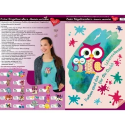 Color Bügeltransfers, DIN A4, Bastelspruch, Eulen