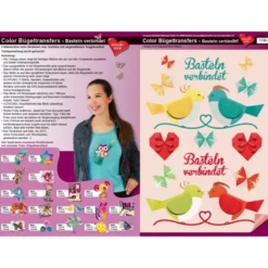 Color Bügeltransfers, DIN A4, Bastelspruch, Vögel