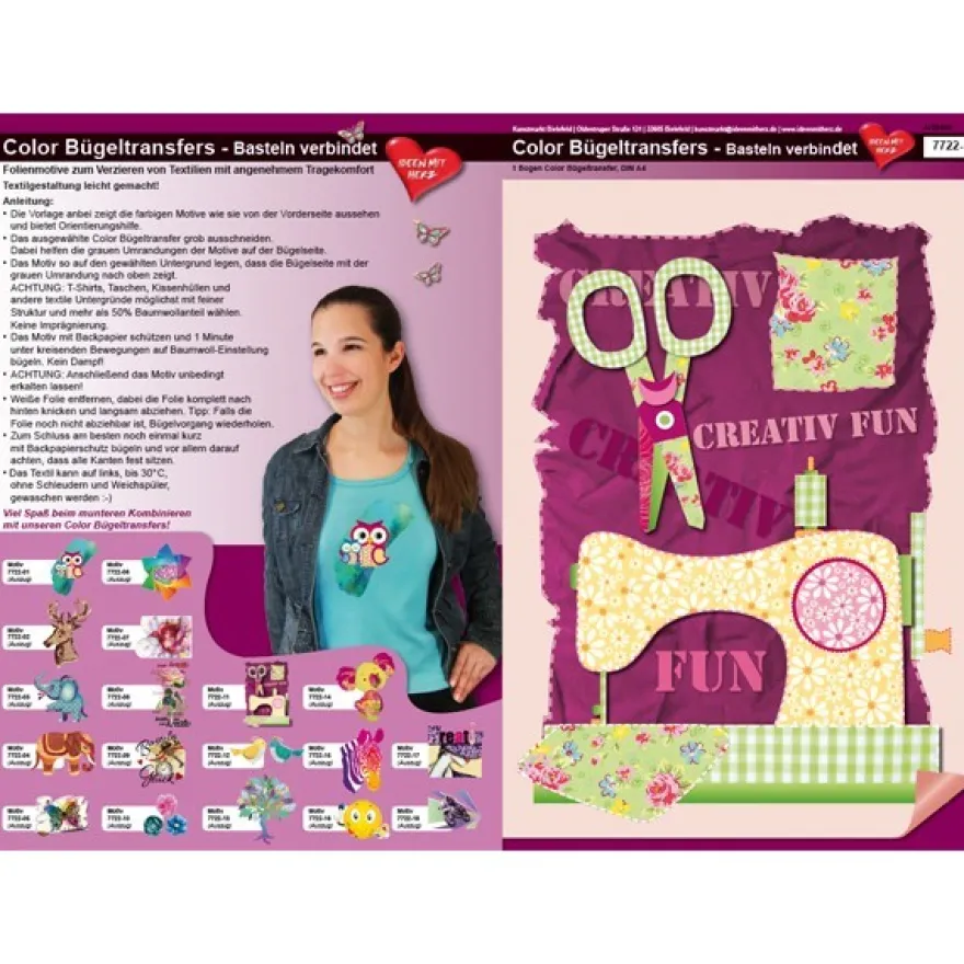 Color Bügeltransfers, DIN A4, Bastelspruch, Patchwork/Nähstube