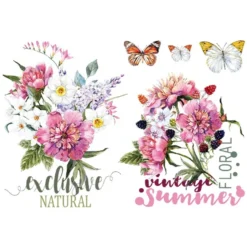 Color Bügeltransfers, DIN A4, Blumen & Schmetterlinge