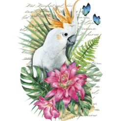 Color Bügeltransfers, DIN A4, filigran ohne Hintergund, Tropical Kakadu