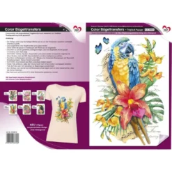 Color Bügeltransfers, DIN A4, filigran ohne Hintergund, Tropical Papagei