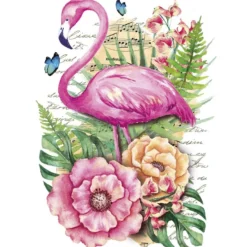 Color Bügeltransfers, DIN A4, filigran ohne Hintergund, Tropical Flamingo