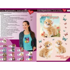 Color Bügeltransfers, DIN A4, Katze, Romantisch verspielt