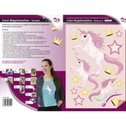 Color Bügeltransfers, DIN A4, Tierwelt, Einhorn 2