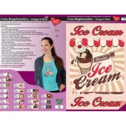 Color Bügeltransfers, DIN A4, Vintage/Retro, Ice Cream