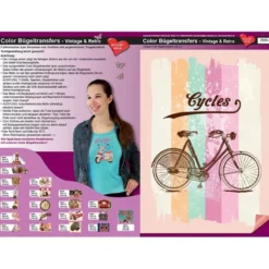Color Bügeltransfers, DIN A4, Vintage/Retro, Fahrrad