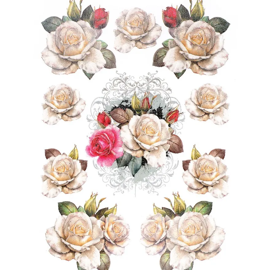 Color Bügeltransfers, Glitzer, DIN A4, Rosen 1