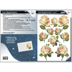 Color Bügeltransfers, Glitzer, DIN A4, Rosen 2