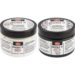 Crackle it, Krakelieroptik, Grundierung 150ml, Textilfarbe schwarz 150ml