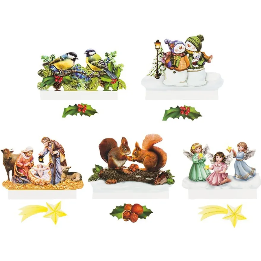 3-D Aufsteller-Motive, Winter-Idylle, 6-12cm, 10 Stück