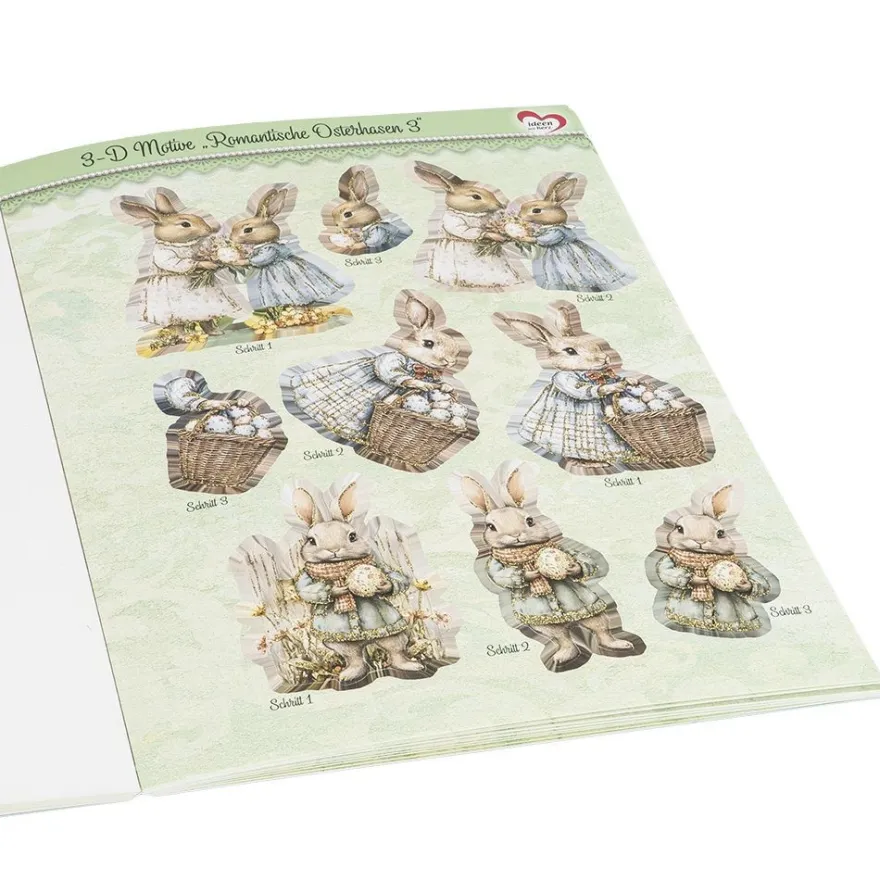 3-D Bastelbuch, Frühling- & Osterzeit, DIN A4, 250g/m², 20 Stanzbogen mit 60 3-D Motiven