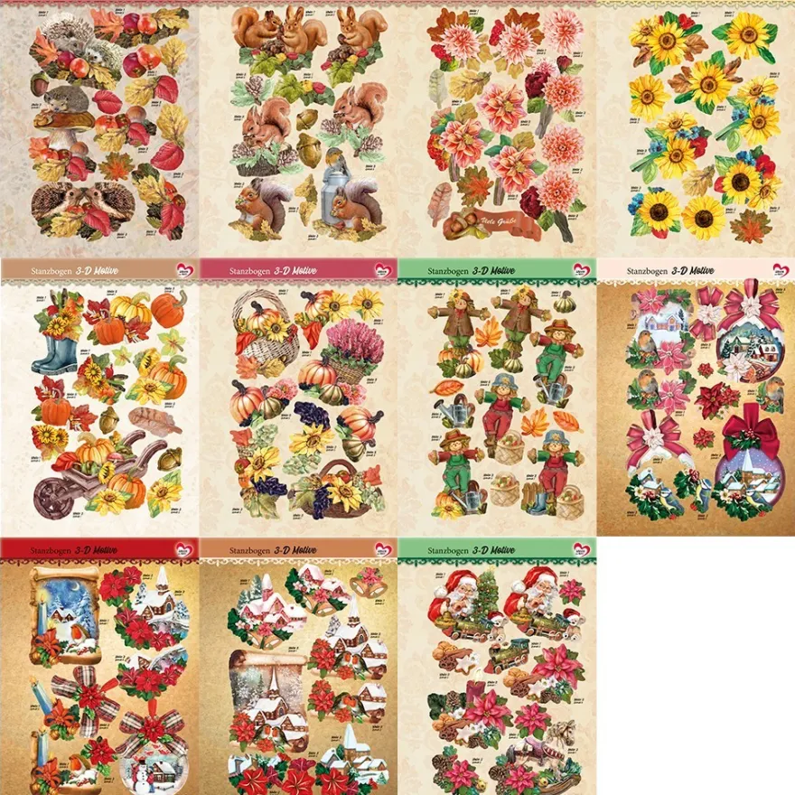 3-D Bastelbuch: Herbst & Winter, 20 Stanzbogen, DIN A4