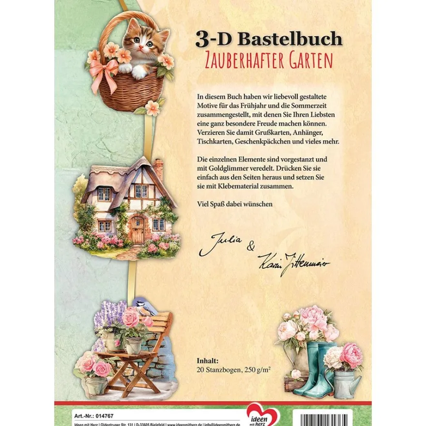 3-D Bastelbuch, Zauberhafter Garten, 20 Stanzbogen, DIN A4