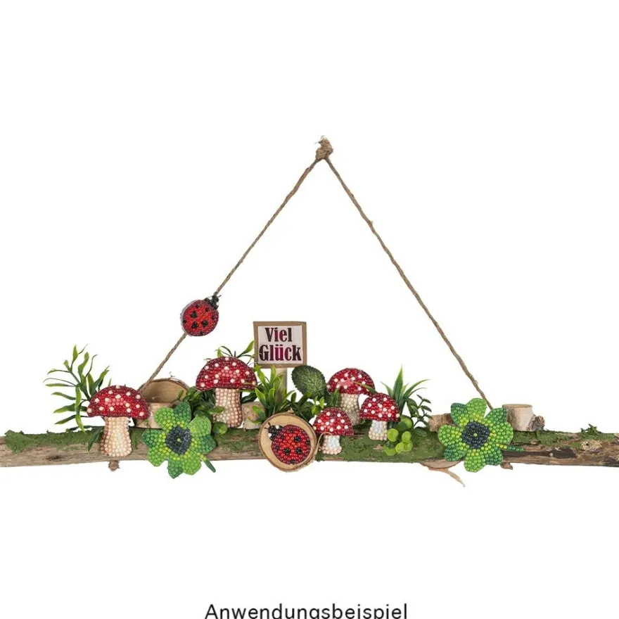 Deko-Ast, mit 5 Haken in Hellgold, 50cm lang, Ø 2 bis 3,5cm, mit Seil zum Aufhängen