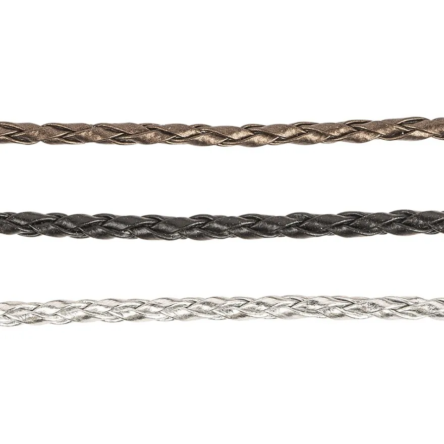 Dekoband, geflochten, metallic, Ø 3mm, versch. Designs & Farben, 3 Rollen