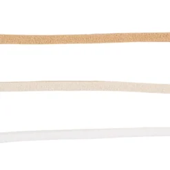 Dekoband, Kunstleder, 2,5mm breit, je 1,5m lang, versch. Designs, weiß, creme, natur, 3 Rollen