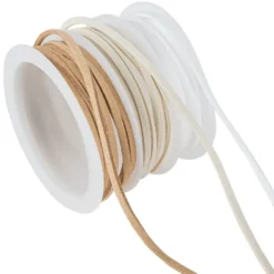 Dekoband, Kunstleder, 2,5mm breit, je 1,5m lang, versch. Designs, weiß, creme, natur, 3 Rollen