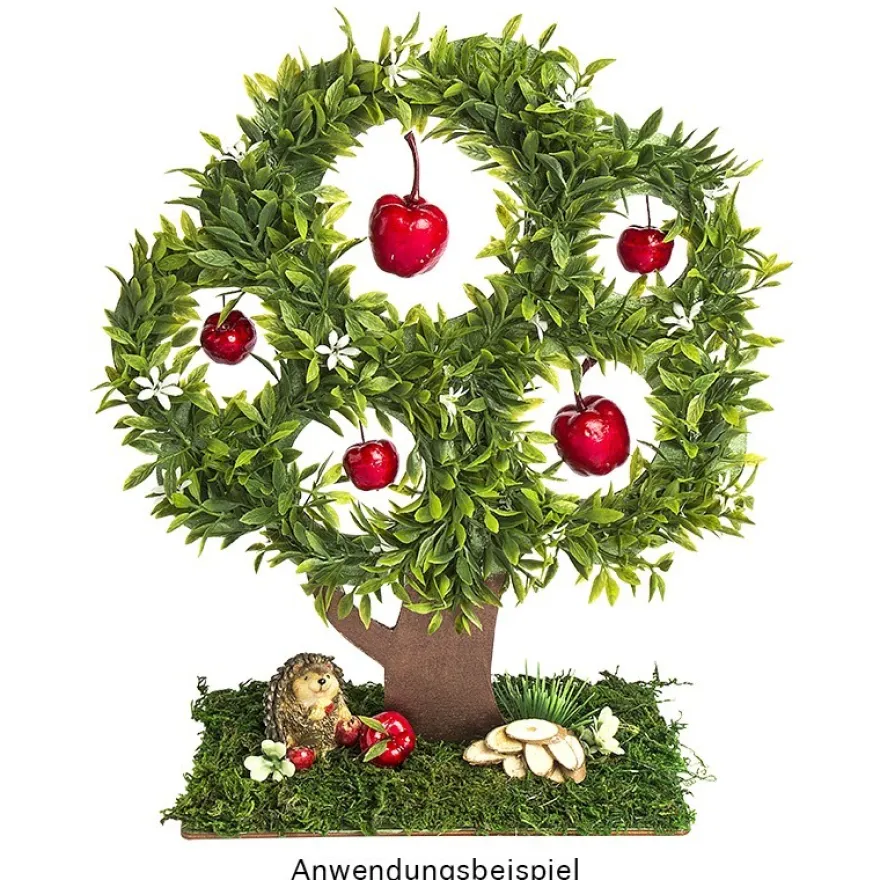 Deko-Baum aus Holz zum Aufstellen, 29,8cm x 25 cm, mit 5 kreisförmigen Aussparungen