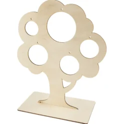 Deko-Baum aus Holz zum Aufstellen, 29,8cm x 25 cm, mit 5 kreisförmigen Aussparungen