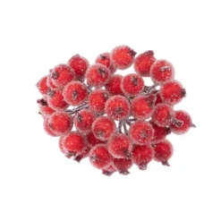 Deko-Beeren, gefrostet, je 2 Beeren am Draht, Beeren Ø 1,2cm, 20 Drähte 15cm lang, 40 Stück