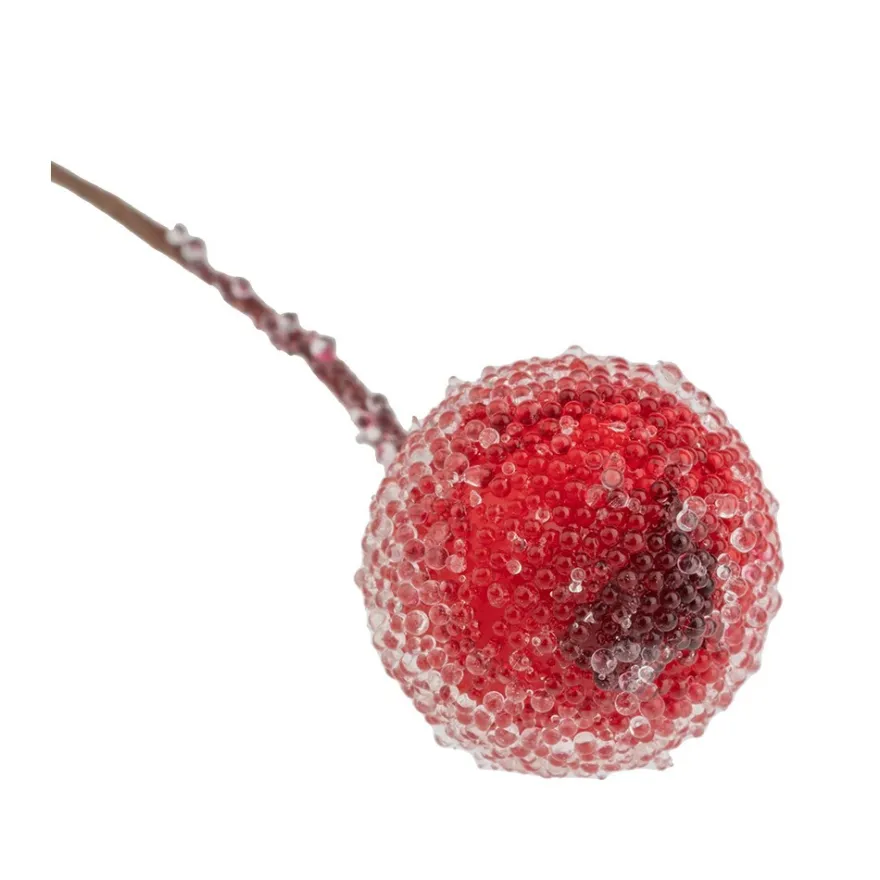 Deko-Beeren, gefrostet, je 2 Beeren am Draht, Beeren Ø 1,2cm, 20 Drähte 15cm lang, 40 Stück