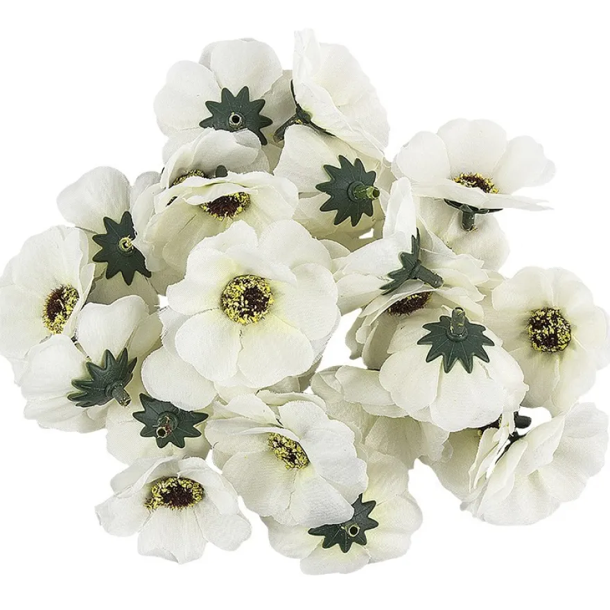 Deko-Blüten "Anemone 3", Ø 4,5cm, weiß, 27 Stück