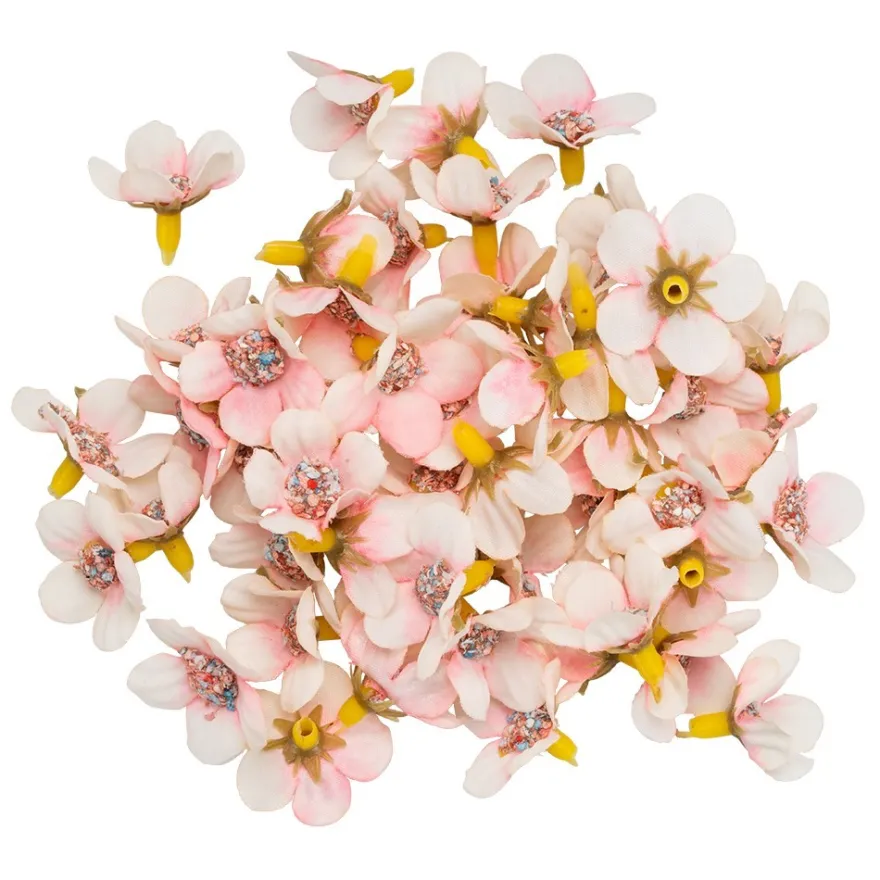 Deko-Blüten, Blütenköpfe, Ø 2,5cm, weiß-pink, 50 Stück