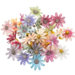 Deko-Blüten, Farbmix 8, Ø 3,3cm, verschiedene Farben, 30 Stück