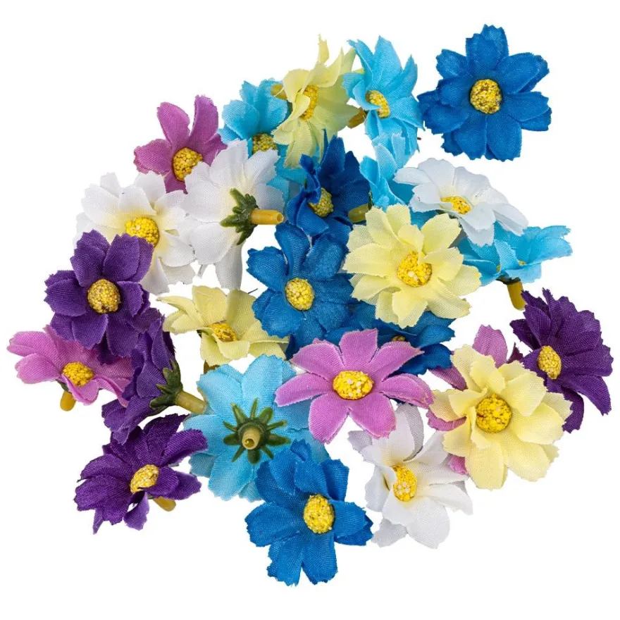 Deko-Blüten, Farbmix 1, Ø 3,5cm, verschiedene Farben, 27 Stück