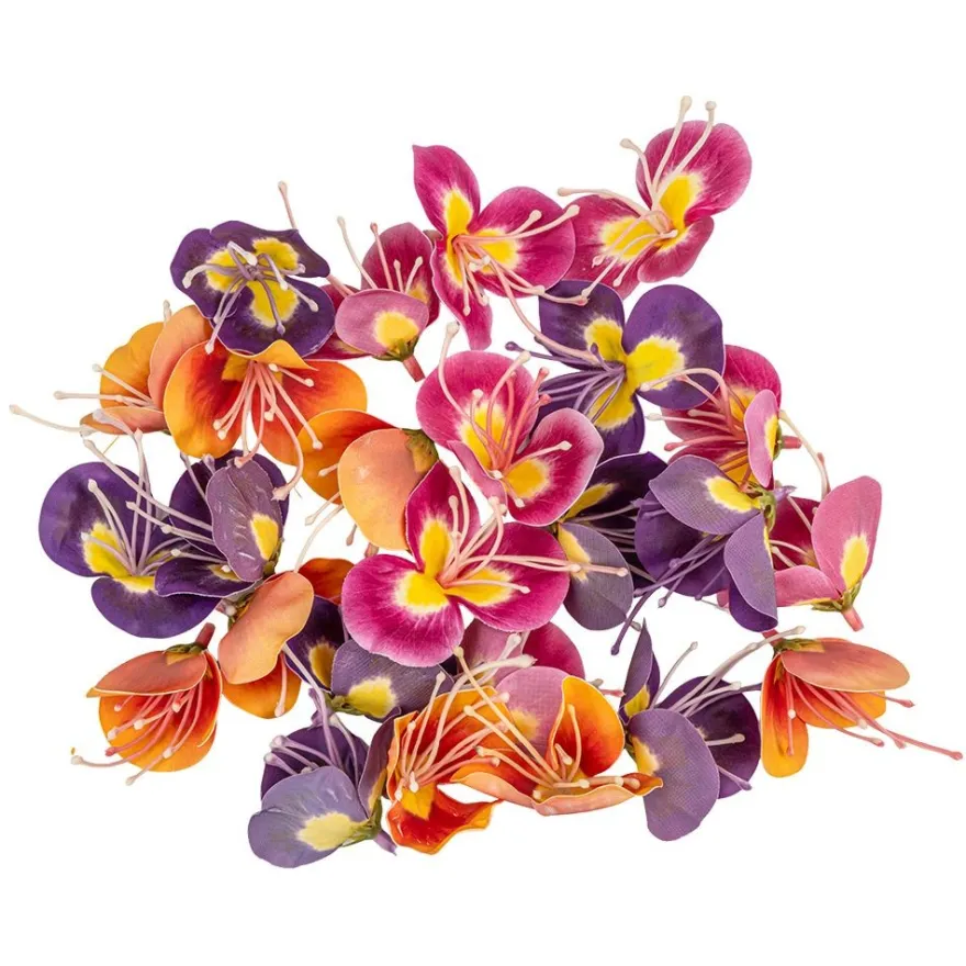 Deko-Blüten, Farbmix 4, 5cm x 6cm, 5,8cm lang, verschiedene Farben, 25 Stück