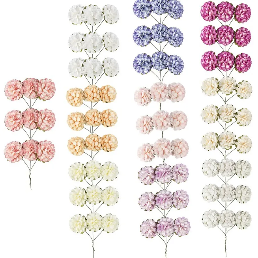Deko-Blüten, Hortensien, Ø 3cm, 10 verschiedene Farben, 90 Stück