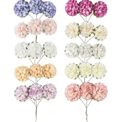 Deko-Blüten, Hortensien, Ø 3cm, 10 verschiedene Farben, 90 Stück