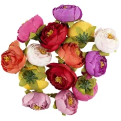 Deko-Blüten, Ranunkel 2, Ø 4cm, verschiedene Farben, 14 Stück