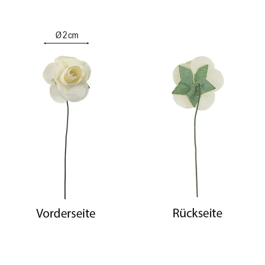 Deko-Blüten, Rosen 2, Ø 2cm, creme, 144 Stück