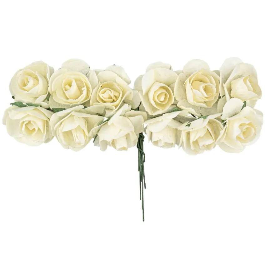 Deko-Blüten, Rosen 2, Ø 2cm, creme, 144 Stück