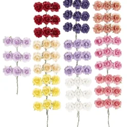 Deko-Blüten, Rosen, Ø 2,5cm, verschiedene Farben, 90 Stück