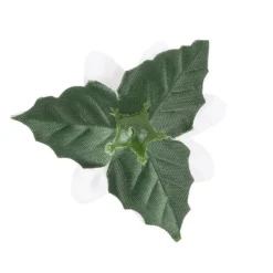 Deko-Blüten Weihnachtsstern 1, Ø 8cm, weiß mit grünen Blättern, 15 Stück