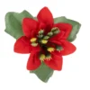 Deko-Blüten Weihnachtsstern 2, Ø 4cm, rot mit grünen Blättern, 20 Stück