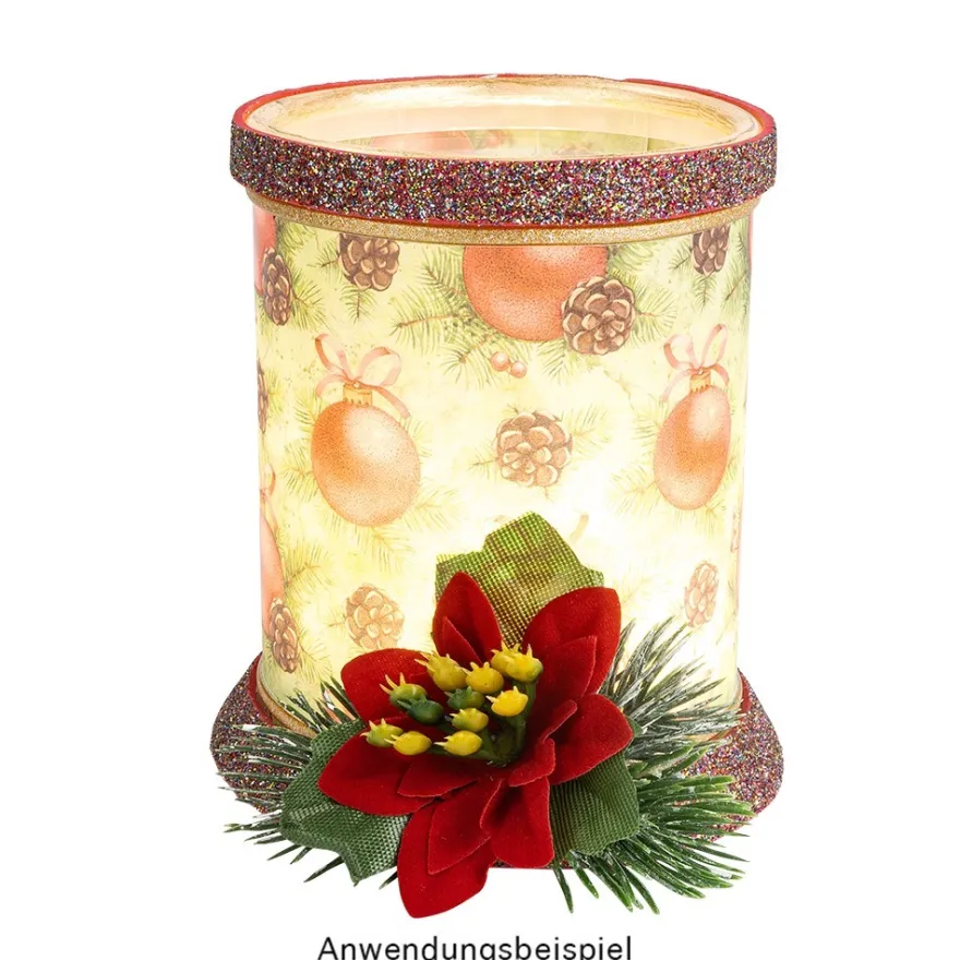 Deko-Blüten Weihnachtsstern 2, Ø 4cm, rot mit grünen Blättern, 20 Stück