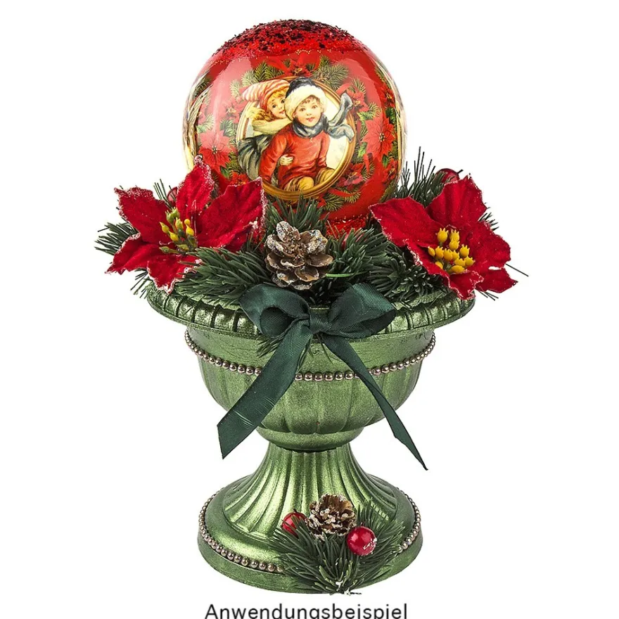 Deko-Blüten Weihnachtsstern 1, Ø 8cm, rot mit grünen Blättern, 15 Stück