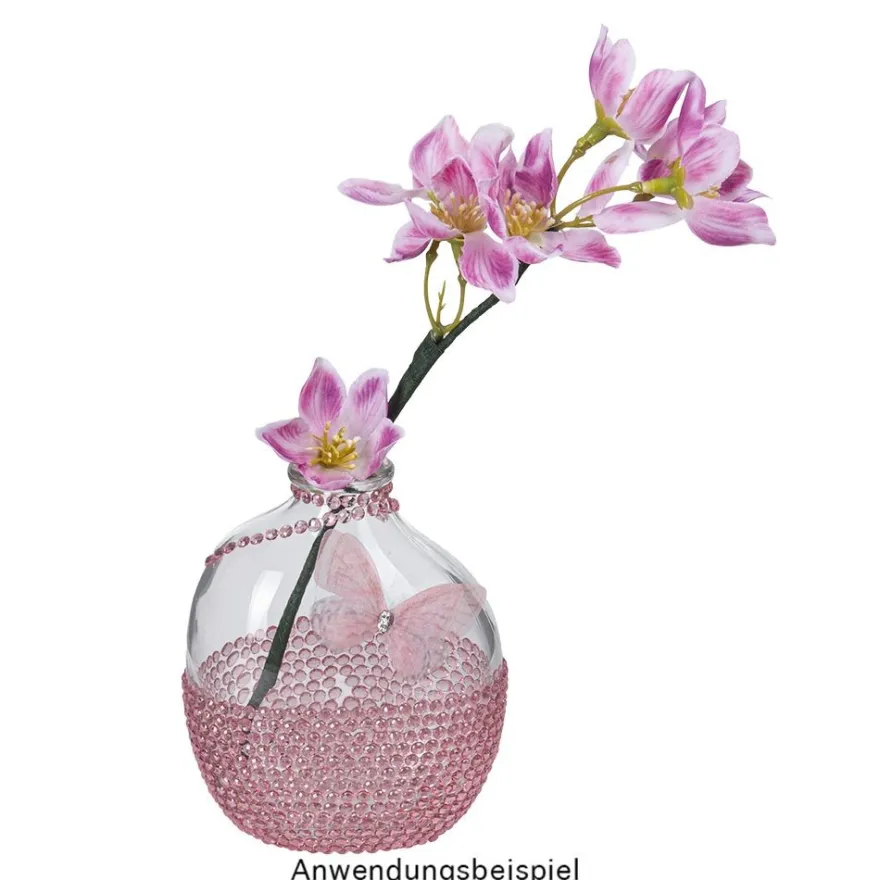 Deko-Blüten, Zweige, Farbmix 3, mit je 3 Blüten in verschiedenen Farben, 8 Stück