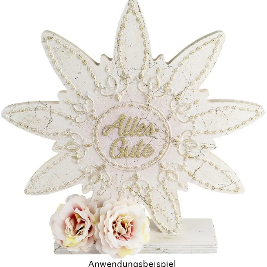 Deko-Blume aus Holz zum Aufstellen, 23cm x 23cm x 4,3cm